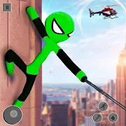 Скачать взломанную паук Stickman канат герой большой злодеяние город версия 2.3 apk на Андроид - Много монет