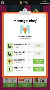 Скачать взломанную Sushi Bar Idle версия 2.2.5 apk на Андроид - Открытые уровни