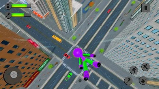 Скачать взломанную паук Stickman канат герой большой злодеяние город версия 2.3 apk на Андроид - Много монет