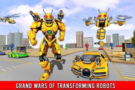 Скачать взломанную Игра Пчела робот трансформации автомобиля версия 1.8 apk на Андроид - Бесконечные деньги