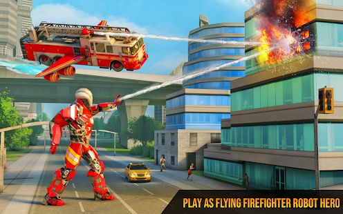 Скачать взломанную Flying Firefighter Truck Transform Robot Games версия 27 apk на Андроид - Бесконечные деньги