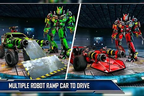Скачать взломанную Ramp Car Robot Transforming Game: Robot Car Games версия 1.0.9 apk на Андроид - Много монет