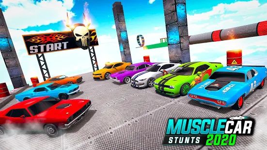 Скачать взломанную Muscle Car Stunts 2020: Mega Ramp Stunt Car Games версия 1.1.9 apk на Андроид - Открытые уровни