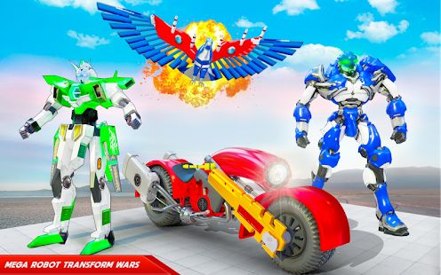 Скачать взломанную Flying Police Eagle Bike Robot Hero: Robot Games версия 30 apk на Андроид - Открытые уровни