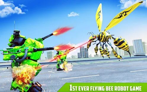 Скачать взломанную летящая пчела делает робот битву: игры робота версия 5 apk на Андроид - Открытые уровни
