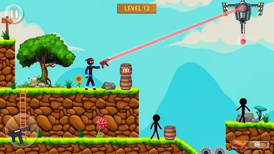 Скачать взломанную гора снайпер пистолет стрелок - Stickman Игры версия 2.58 apk на Андроид - Много монет