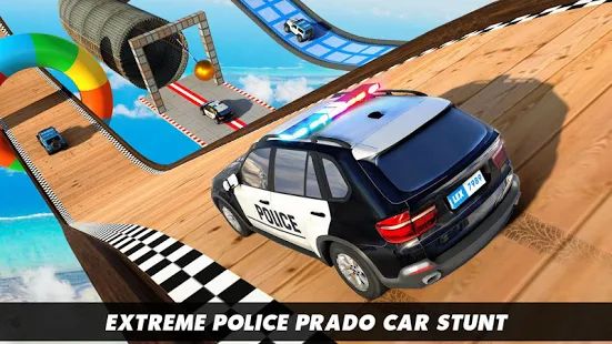 Скачать взломанную Полиция Prado автомобиль трюк - мег рампа трюки 3D версия 2.1 apk на Андроид - Бесконечные деньги