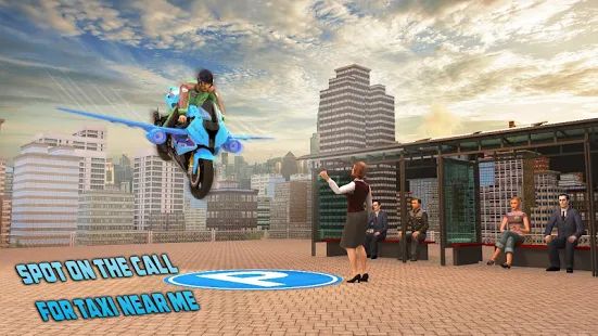 Скачать взломанную Real Flying Bike Taxi Simulator: Bike Driving Game версия 3.3 apk на Андроид - Много монет