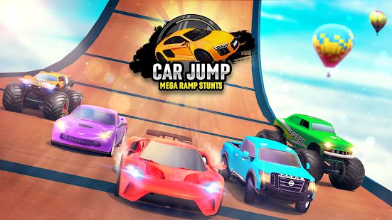 Скачать взломанную Автомобиль Прыжок Игры: Мега рампа автомобиля игры версия 1.17 apk на Андроид - Открытые уровни
