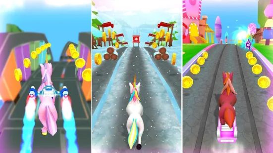 Скачать взломанную Единорог Бегун 2020 - Бег И Гонка На Пони Игра версия 4.4 apk на Андроид - Много монет