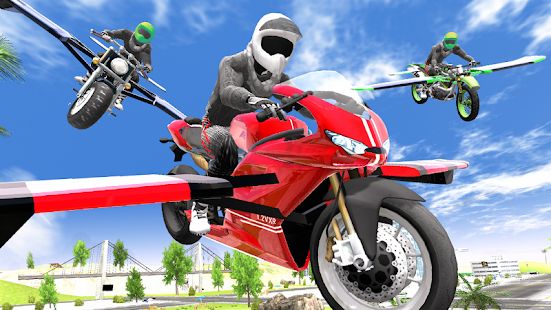 Скачать взломанную Flying Motorbike Simulator версия 1.18 apk на Андроид - Открытые уровни